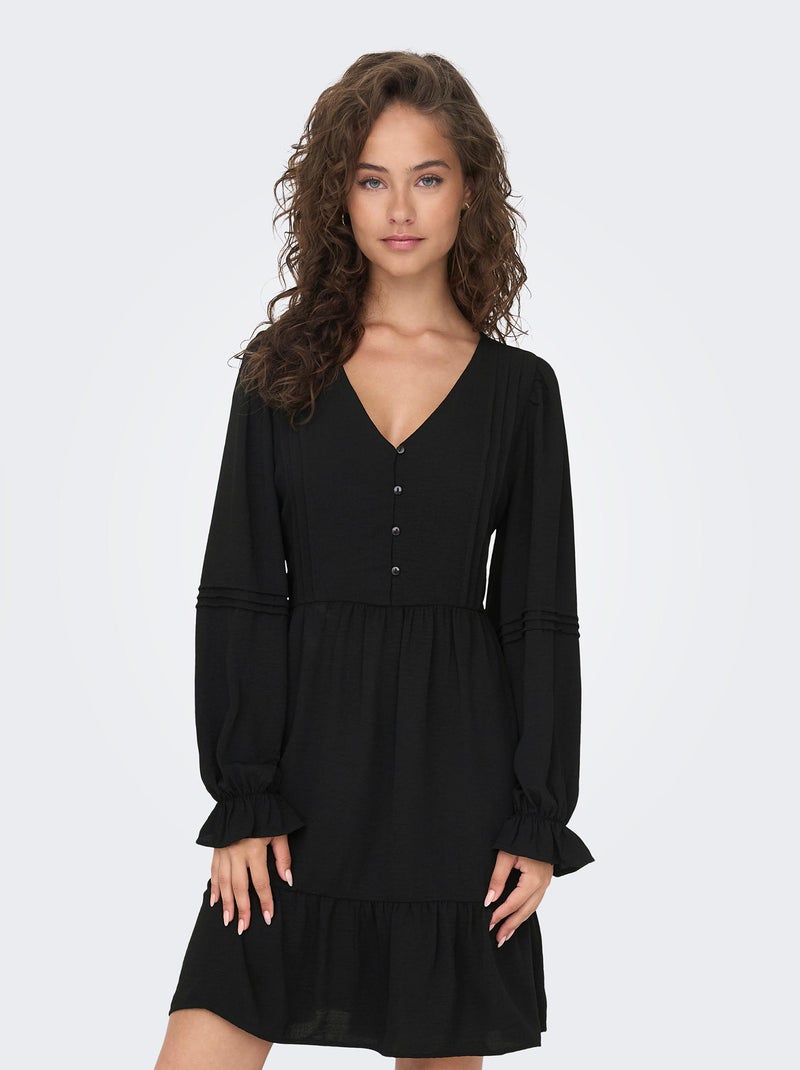 Vestido corto con volantes NEGRO - Kiabi