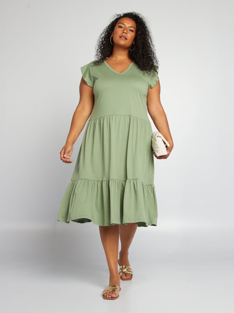 Vestido corto con volantes 'Only Carmakoma' KAKI - Kiabi
