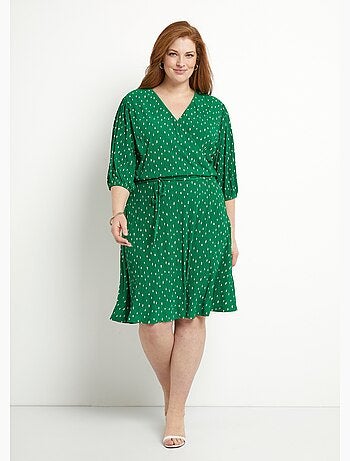 Vestido corto cruzado con estampado de lunares - Afibel