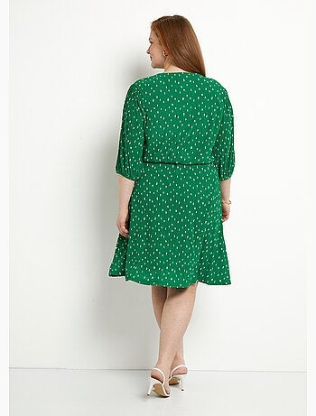 Vestido corto cruzado con estampado de lunares - Afibel