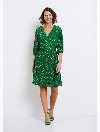 Vestido corto cruzado con estampado de lunares - Afibel