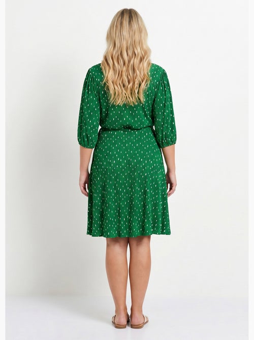 Vestido corto cruzado con estampado de lunares - Afibel - Kiabi