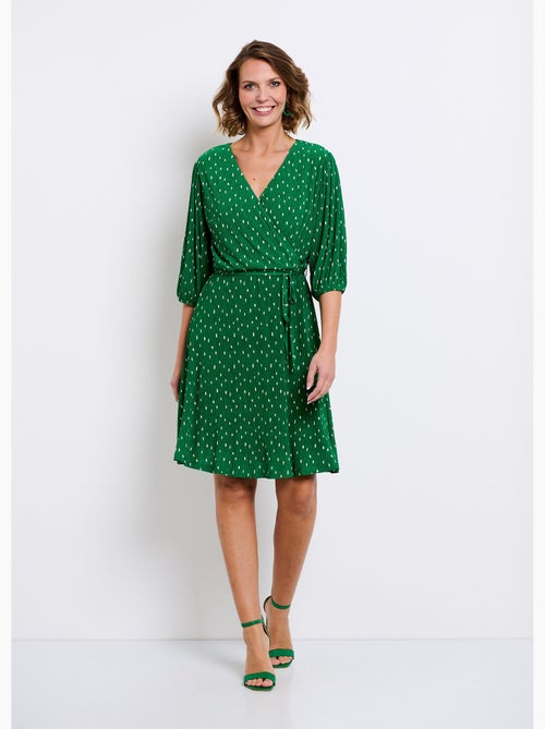 Vestido corto cruzado con estampado de lunares - Afibel - Kiabi