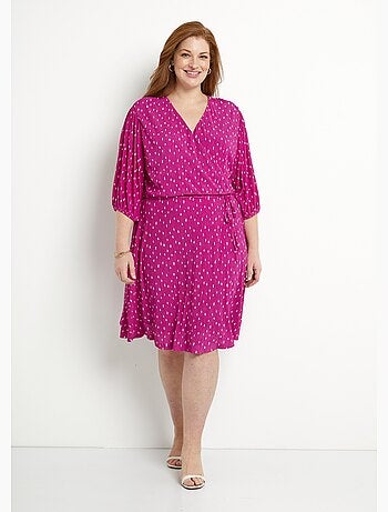 Vestido corto cruzado con estampado de lunares - Afibel