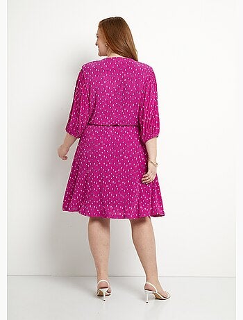 Vestido corto cruzado con estampado de lunares - Afibel