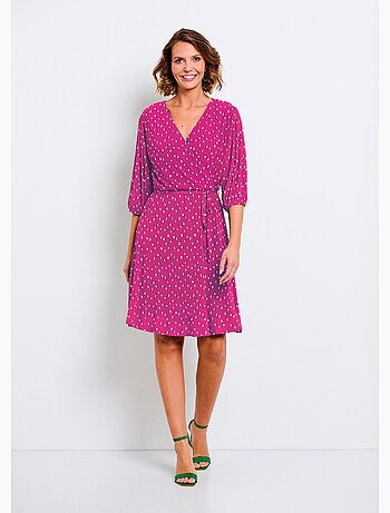 Vestido corto cruzado con estampado de lunares - Afibel