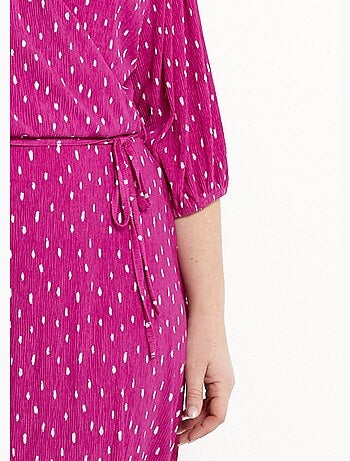 Vestido corto cruzado con estampado de lunares - Afibel