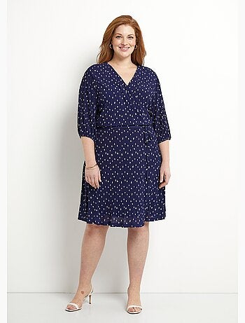 Vestido corto cruzado con estampado de lunares - Afibel