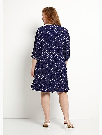 Vestido corto cruzado con estampado de lunares - Afibel