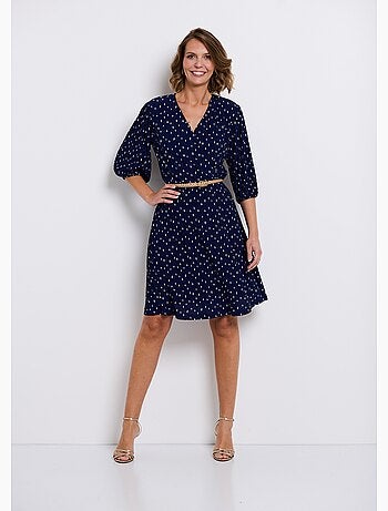 Vestido corto cruzado con estampado de lunares - Afibel