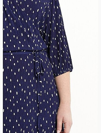 Vestido corto cruzado con estampado de lunares - Afibel