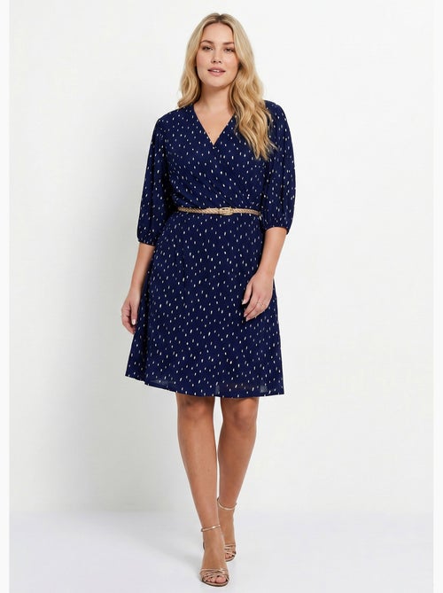 Vestido corto cruzado con estampado de lunares - Afibel - Kiabi