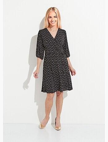 Vestido corto cruzado con estampado de lunares - Afibel