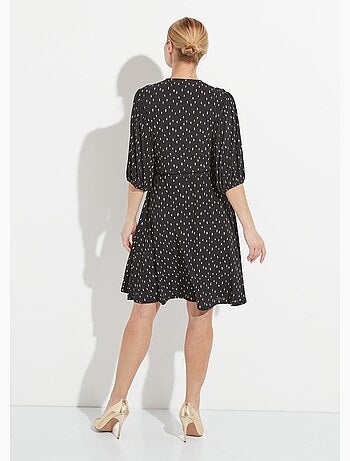 Vestido corto cruzado con estampado de lunares - Afibel