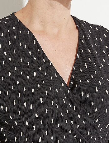 Vestido corto cruzado con estampado de lunares - Afibel