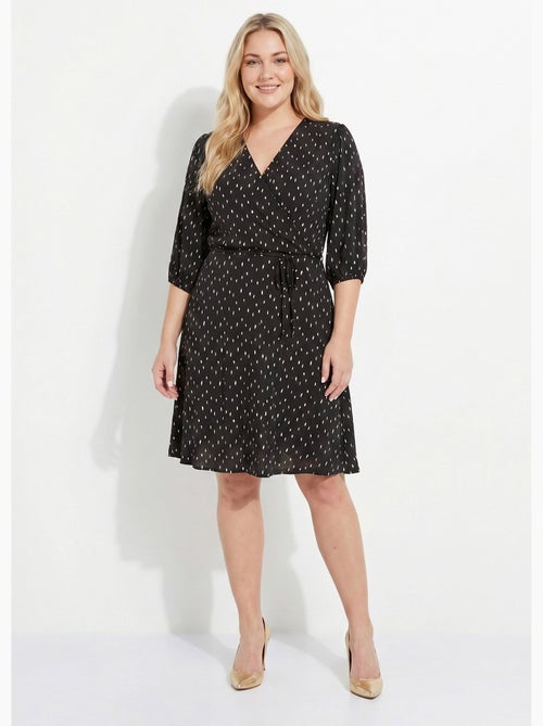 Vestido corto cruzado con estampado de lunares - Afibel - Kiabi