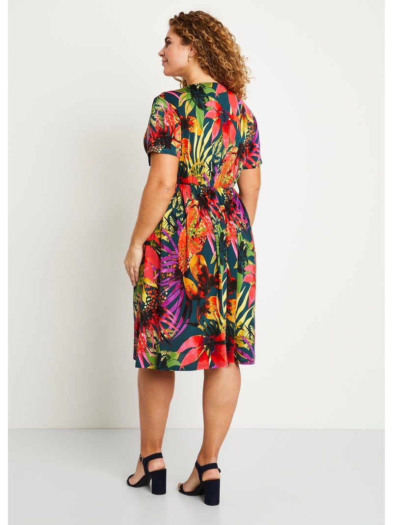 Vestido corto cruzado con estampado exótico - AFIBEL Multicolor - Kiabi