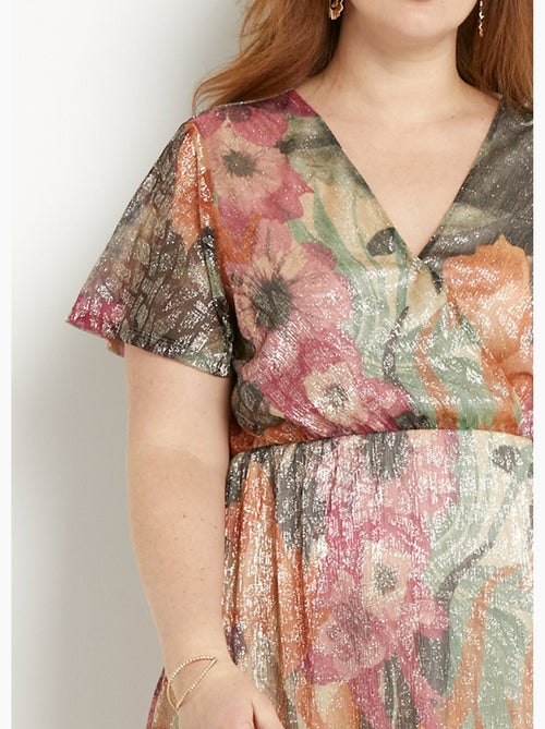 Vestido corto cruzado con estampado floral brillante - Afibel - Kiabi