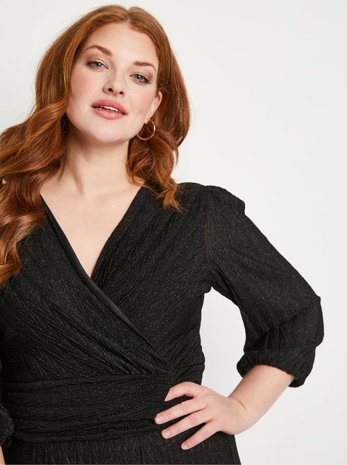 Vestido corto cruzado con lentejuelas - Afibel - Kiabi