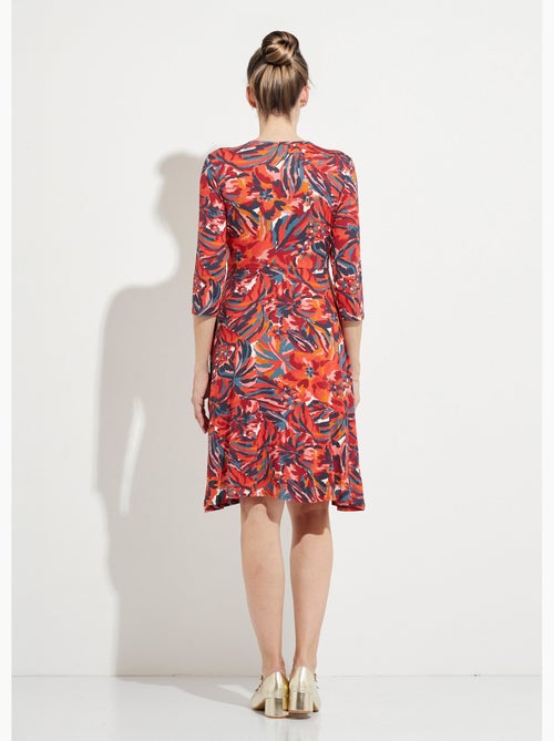 Vestido corto cruzado con mangas 3/4 y estampado floral - Afibel - Kiabi