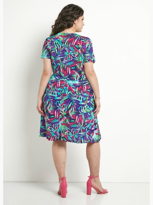Vestido corto cruzado con vuelo y estampado - Afibel - Kiabi
