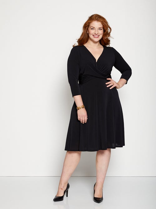 Vestido corto cruzado de punto - Afibel - Kiabi