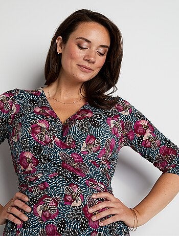 Vestido corto cruzado de punto - Afibel