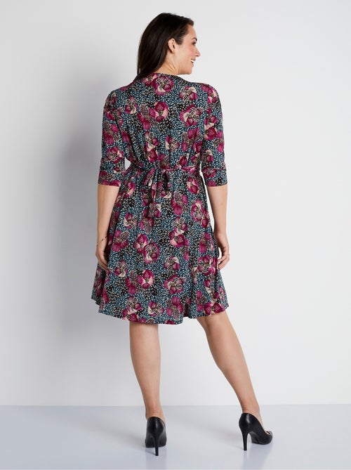 Vestido corto cruzado de punto - Afibel - Kiabi