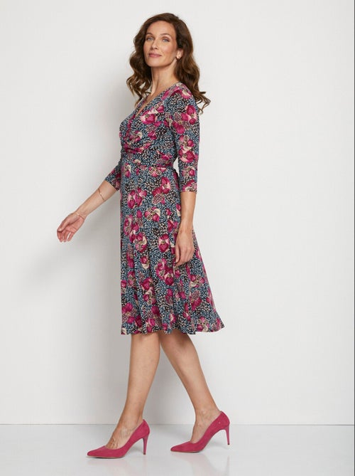 Vestido corto cruzado de punto - Afibel - Kiabi