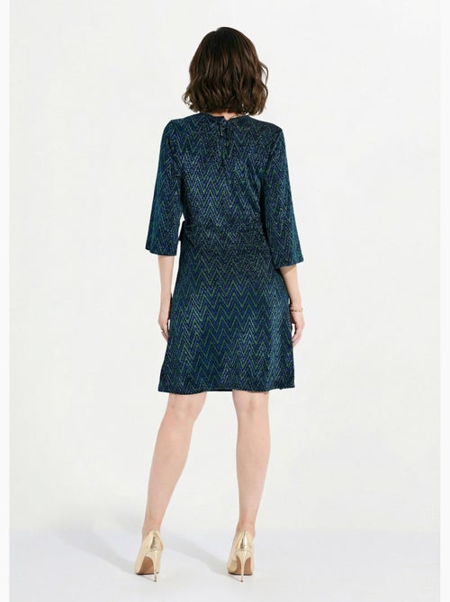 Vestido corto cruzado de punto con estampado brillante - Afibel - Kiabi