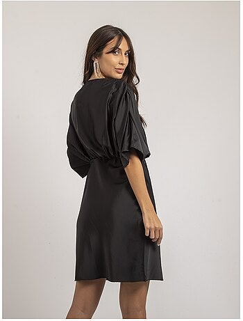 Vestido corto cruzado de satén ILIZAN