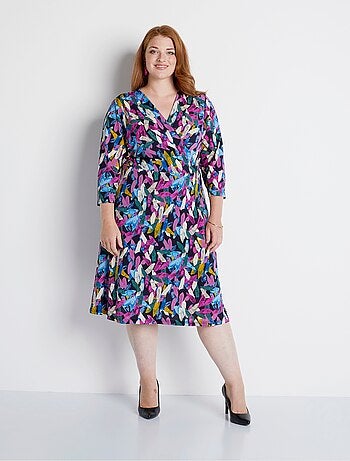 Vestido corto cruzado estampado - Afibel