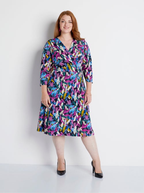 Vestido corto cruzado estampado - Afibel - Kiabi