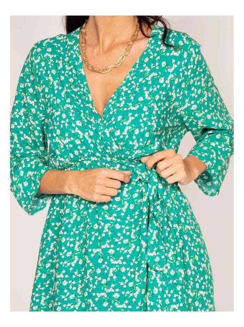 Vestido corto cruzado estampado INEO - Kiabi