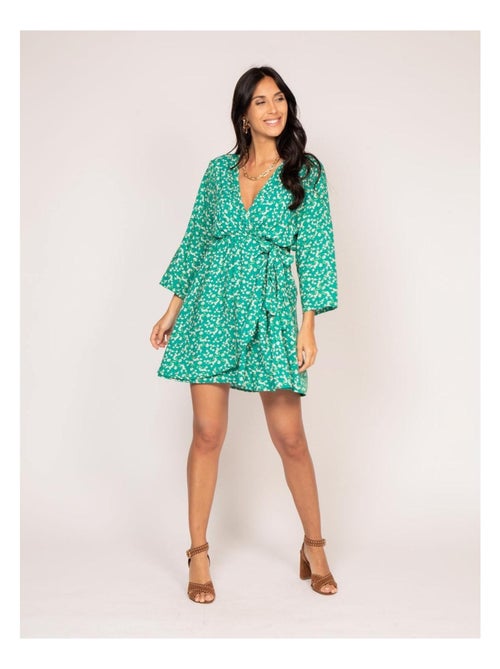 Vestido corto cruzado estampado INEO - Kiabi