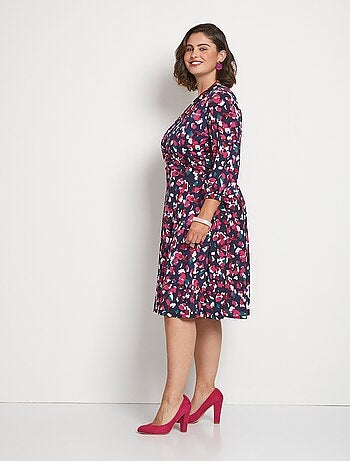 Vestido corto cruzado evasé estampado - AFIBEL