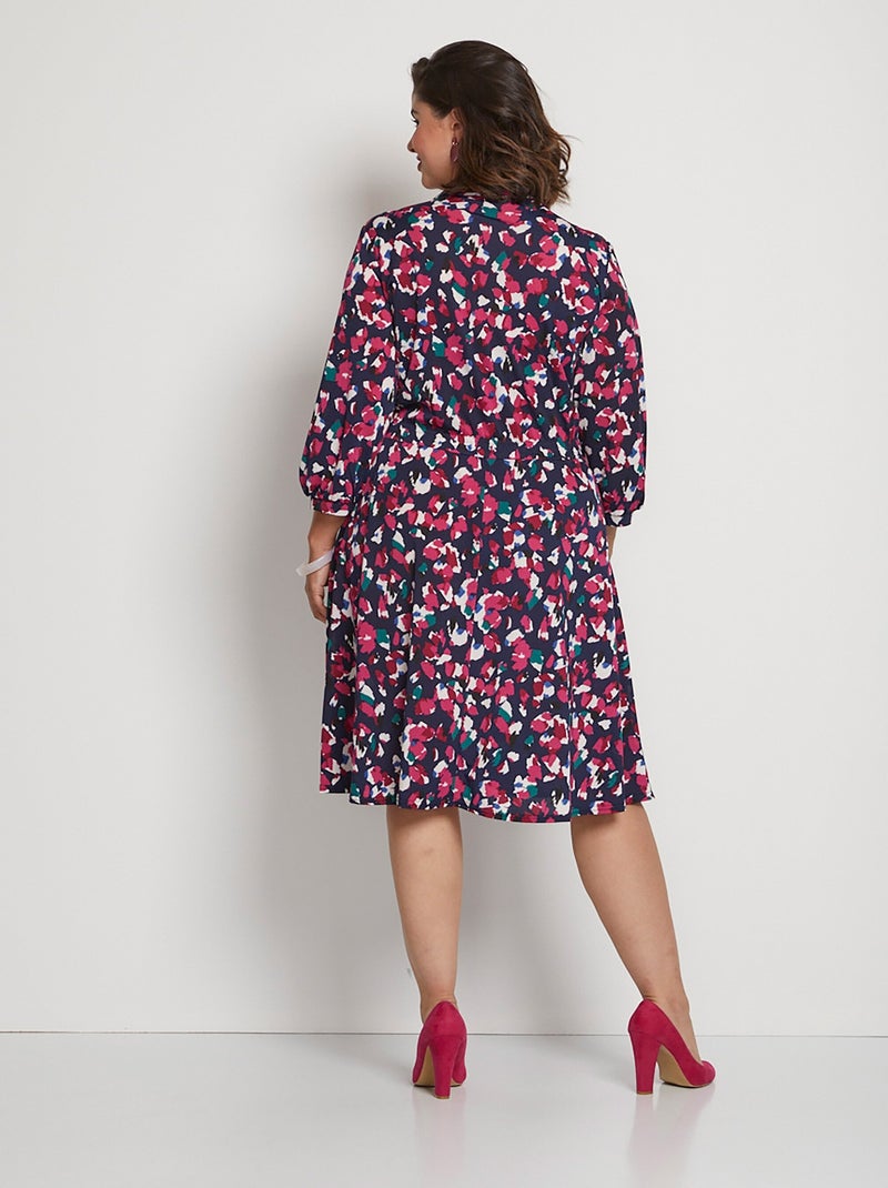 Vestido corto cruzado evasé estampado - AFIBEL Rosa fucsia - Kiabi