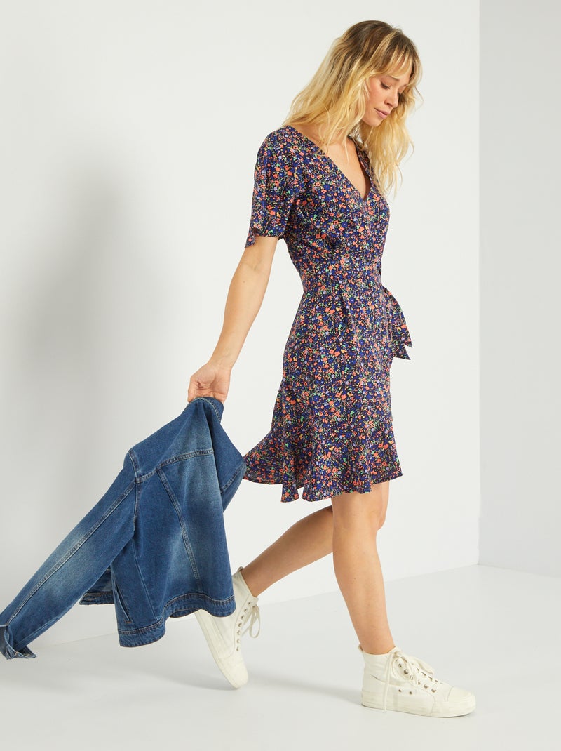 Vestido corto cruzado 'JDY' AZUL - Kiabi