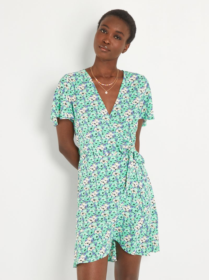 Vestido corto cruzado 'JDY' VERDE - Kiabi