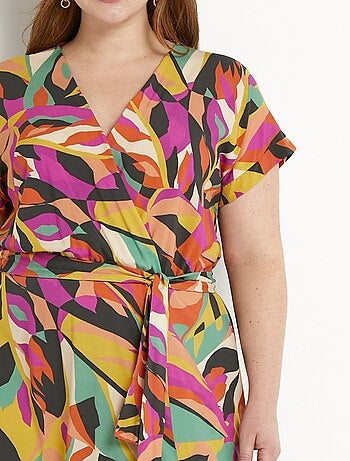 Vestido corto cruzado multicolor - Afibel