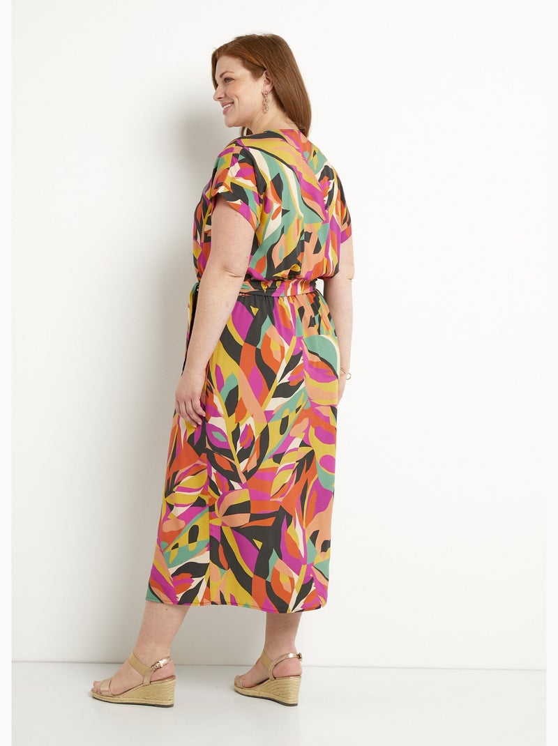 Vestido corto cruzado multicolor - Afibel Multicolor - Kiabi