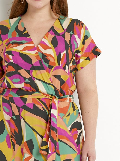 Vestido corto cruzado multicolor - Afibel - Kiabi