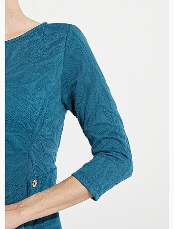 Vestido corto, curvo y con relieve en jacquard. - Afibel