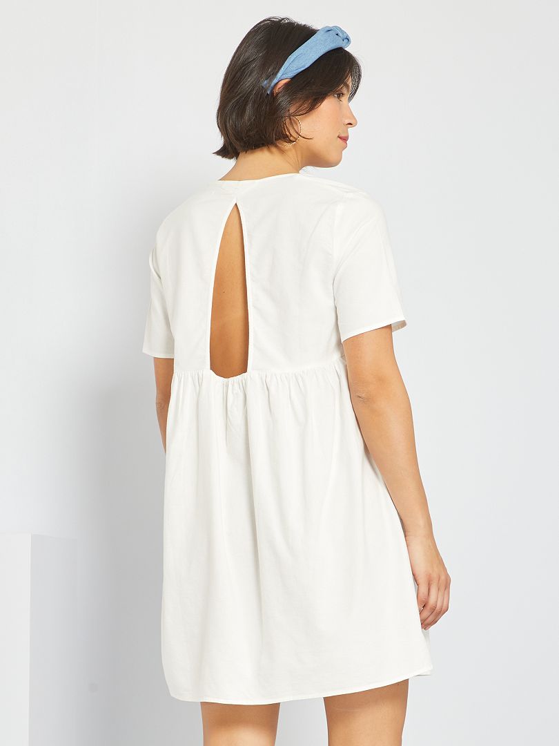 Vestido corto de algodón Blanco - Kiabi