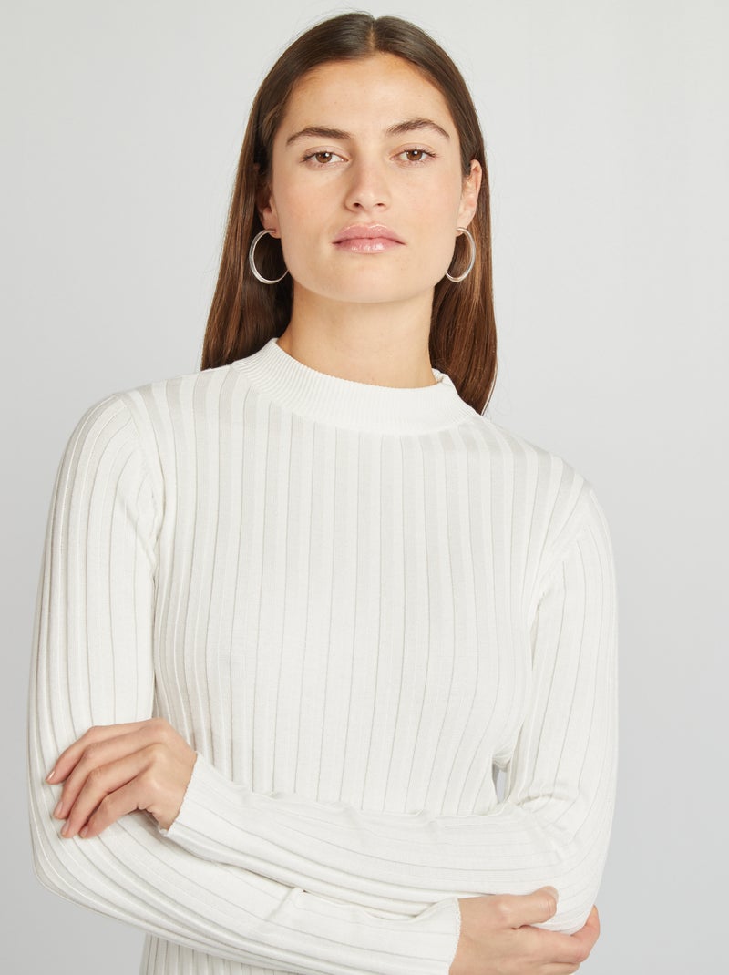 Vestido corto de canalé BLANCO - Kiabi