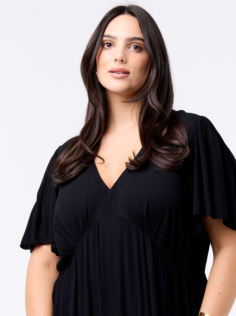 Vestido corto de crepé Negro - Kiabi