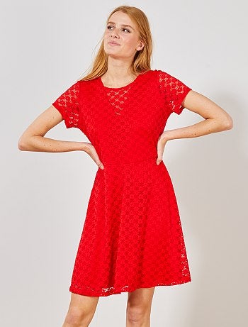 Vestido corto de encaje - Kiabi