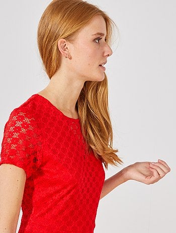 Vestido corto de encaje - Kiabi