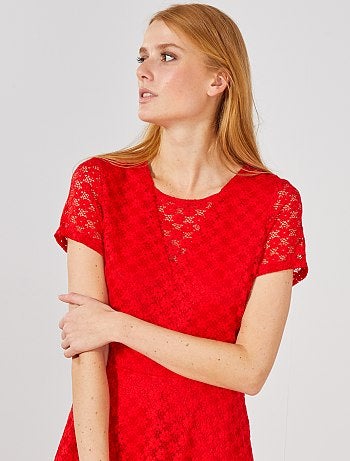 Vestido corto de encaje - Kiabi