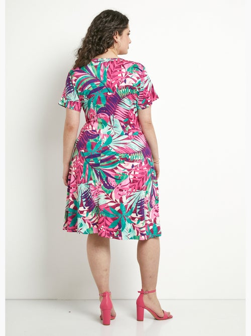 Vestido corto de escote en v con estampado exótico - afibel - Kiabi